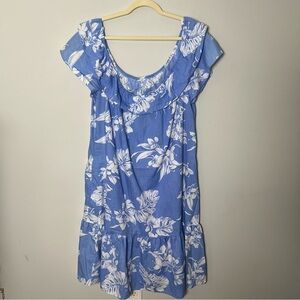 Vintage Hilo Hattie Hawaii Blue Floral Hibiscus Dress 41